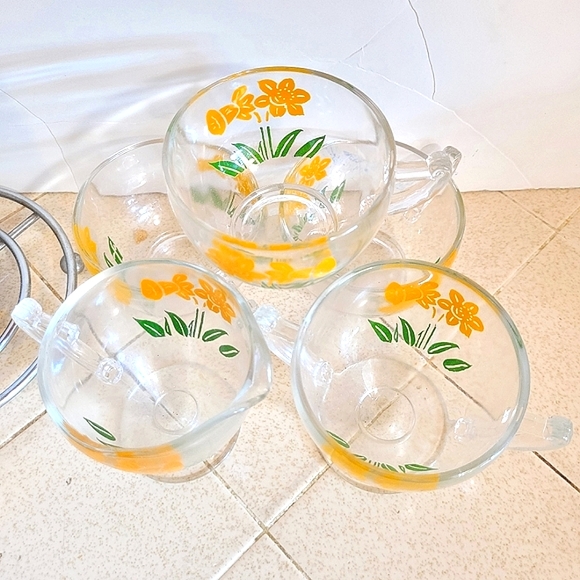 Vintage Floral Glass Creamer & Sugar Bartlett Collins Set (5 Pc)- Mid Ce… - Picture 2 of 3